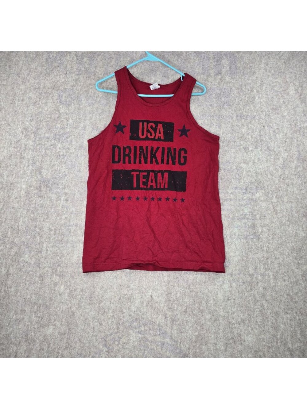 USA Drinking Team Red Tank Top Medium Alstyle 100% Cotton Racerback